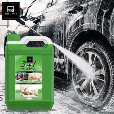 BLISS & BLUSH 3 IN 1 GREEN CAR WASH SHAMPOO+FLOOR CLEANER+DISH WASH LIQUID DETERGENT Car Washing Liquid(5000 ml)