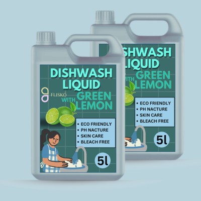 VOGUE DEAL Dishwash 10L Combo With Green Lemon Active Salt, Refreshing, Fresh Dish Cleaning Gel(Orange/pink rose, 2 x 5 L)