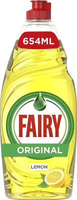 Fairy Lemon Washing Up Liquid, 654ml Dish Cleaning Gel(Lemon, 654 ml)