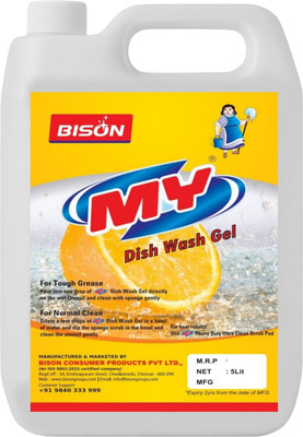 Bison My Dishwash Liquid | Soft on Hands | Refill Can | Cuts Through Grease | Dish Cleaning Gel(Lemon, 5 L)