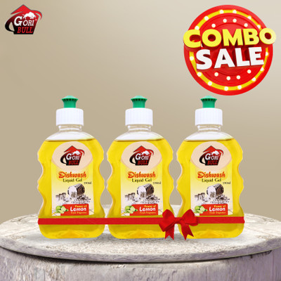 Goribull Dishwash Liquid Gel Combopack 250*3ml Dish Cleaning Gel(Lemon Fragrance, 3 x 250 ml)