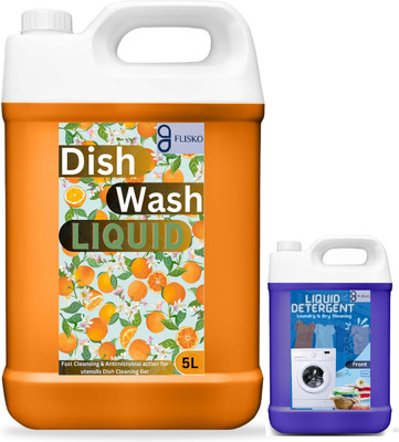 FLISKO Lavender Delight Laundry Marvel & Orange Citrus Dish Harmony Combo (6L) Dish Cleaning Gel(Orange & lavender, 6 L)