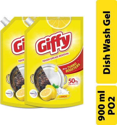 Giffy Concentrated Liquid Dish Wash Gel with Active Salt & Lemon Dish Cleaning Gel(2 x 900 ml)