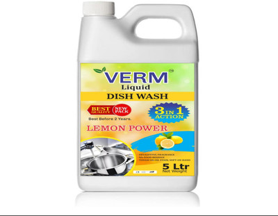 vermliquids Utensil Cleaner | Non-Sticky Finish | Instant Shine for Utensils Dish Cleaning Gel(Lemon, 5000 ml)