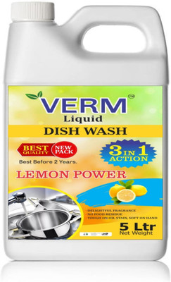 vermliquids Dishwash Liquid Fast Cleaner for all types of Utensils - Tough Cleaner Dish Cleaning Gel(Lemon, 5000 ml)