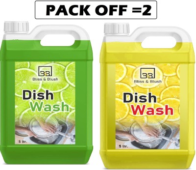 BLISS & BLUSH 10 LTR dish wash Liquid Detergent Dishwash with g/w foroil off Kitchen Cleaner Dish Cleaning Gel(leman., 2 x 5 L)