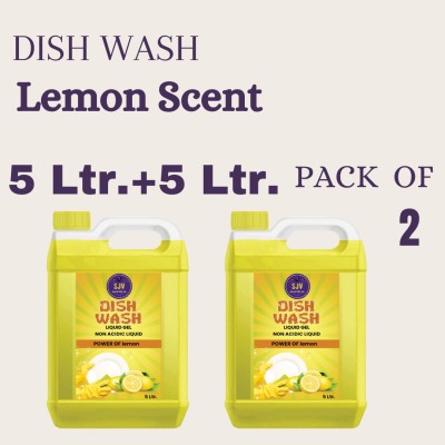 SJV ENTERPRISE Dish Cleaning Gel Non Acidic Dishwashing Detergent Dish Cleaning Gel(LEMON, 2 x 5 L)