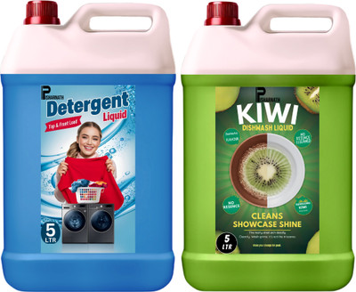 Pisharnath detergent liquid & dishwash liquid 10L Enzyme Plant Based,Biodegradable,NonToxic Dish Cleaning Gel(Multiple, 2 x 5 L)