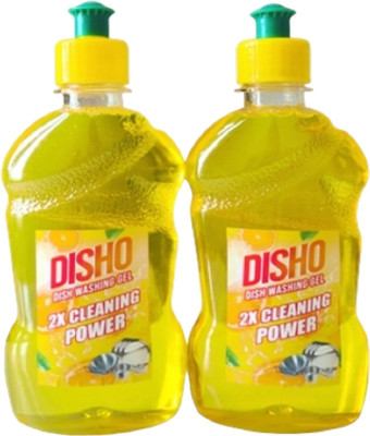 DISHO Dish Washing Gel | 250 ml | Pack of 2 | Easy Clean Formula | Dish Cleaning Gel(Lemon, 2 x 250 ml)