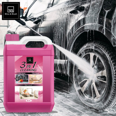 BLISS & BLUSH 3 IN 1 PINK CAR WASH SHAMPOO+FLOOR CLEANER+DISH WASH LIQUID DETERGENT Car Washing Liquid(5000 ml)