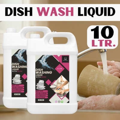 BLISS & BLUSH dish wash liquid 10Ltr Insta Clean | With visible Active Power Boosters Dish Cleaning Gel(rose, 2 x 5 L)