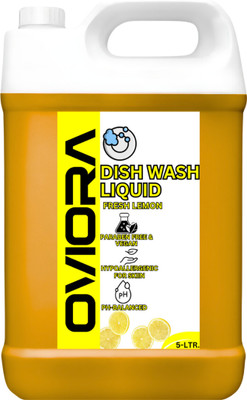 OVIORA dish wash liquid 5Liter with Enzyme Technology, Neem Extracts Dish Cleaning Gel(lemon, 5 L)