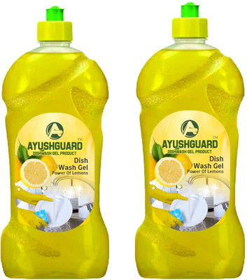 AYUSHGUARD Lemon Tough Grease Removal Dish Cleaning Gel(LEMON, 2 x 500 ml)