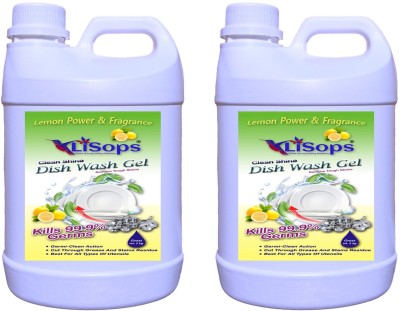 LiSops Clean Shine Dishwash Gel Lemon Pack of 2 (Gross Weight 2 kg Each) Dish Cleaning Gel(Lemon, 2 x 2 L)