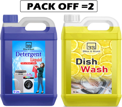 BLISS & BLUSH 5 l Yellow dish wash 5 Top/Fant Load Washing Machine Laundary Liquid Detergent Multi-Fragrance Liquid Detergent(10 L)