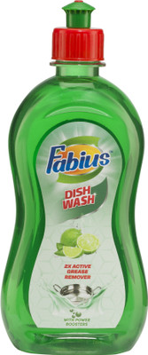 FABIUS GREEN DISHWASH WITH 2X ACTIVE GREASE REMOVER WITH POWER BOOSTER Dish Cleaning Gel(SWEET LIME, 425 ml)