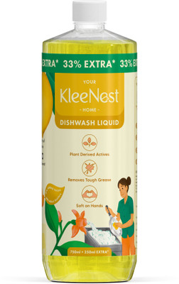 Kleenest Natural Dishwashing Liquid with Lemon Odour Busters with Plant-Derived Actives Dish Cleaning Gel(Citrus, 1 L)