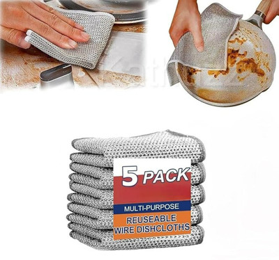 Ashopper Village Pack of 5 Steel Wire Cleaning Cloth / Scrub Pads CCX5.285 Scrub Pad(Regular)
