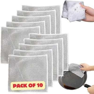 KRAZE Pack of 10 Wire Cleaning Cloth / Dishwashing Scrub Pads CCX10.50 Wet and Dry Stainless Steel, Microfiber Cleaning Cloth