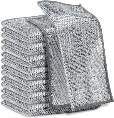 Glovasilk Non-Scratch Wire Dishcloth & Gaps Cleaning,Sinks Wet and Dry Iron Cleaning Cloth Sponge Wipe(Medium, Pack of 8)