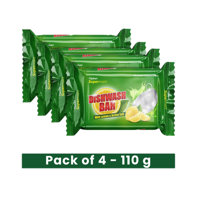 Flipkart Supermart Lemon with Active Salt Dishwash Bar(4 x 110 g)