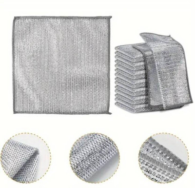 ravuk Pack of 5 Wire Cleaning Cloth / Dishwashing Scrub Pads X5.400 Wet and Dry Microfiber, Stainless Steel Cleaning Cloth