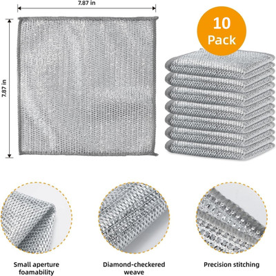 Manav Pack of 5 Dishwashing Scrub Pad/ WIre Cleaning Cloth CCx5.266 Wet and Dry Microfiber, Stainless Steel Cleaning Cloth