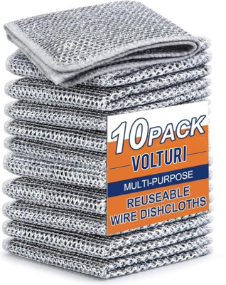 tegan Multifunctional Non-Scratch Wire Dishcloth, Multipurpose Wire Dishwashing Rags Scrub Pad(Regular, Pack of 10)