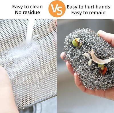 SMONI Pack of 10 Dishwashing Scrub Pad/ Steel Wire Cleaning Cloth CCx10.106 Wet and Dry Microfiber, Stainless Steel Cleaning Cloth