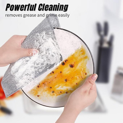 SJK (Pack of 10)Dishwashing WIre Cloth/ Stainless Steel Scrub Pads 1.396 Dishwash Bar(10 g)