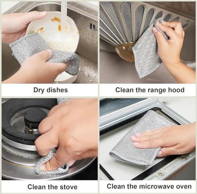 WebDealz Pack of 8 Dishwashing Stainless Steel Scrub/ WIre Cloth Ccx8.06 Stainless Steel Scrub(Medium)