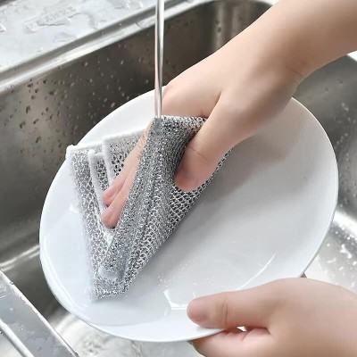 dust n shine Pack of 3 Dishwashing Scrub Pad/ Steel Wire Cleaning Cloth CCx3.318 Wet and Dry Microfiber, Stainless Steel Cleaning Cloth