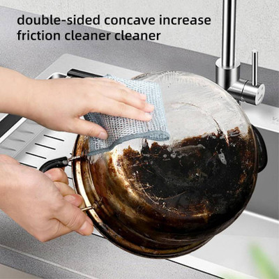 RadhaTex Pack of 5 Multifunctional Reusable Steel Wire Dishwashing Scrub Pad CCx5.457 Stainless Steel Scrub(Medium)