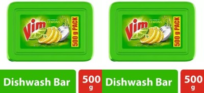 Vim BAR SOAP 500 GRAMS WITH TUB AND EASY SCRUB( PACK OF 2) Dishwash Bar(2 x 500 g)