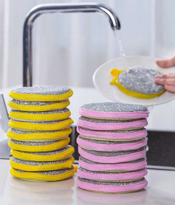 ADJ 2 in 1 Dishwashing Scrub and Sponge Scrub Sponge(Regular, Pack of 5)