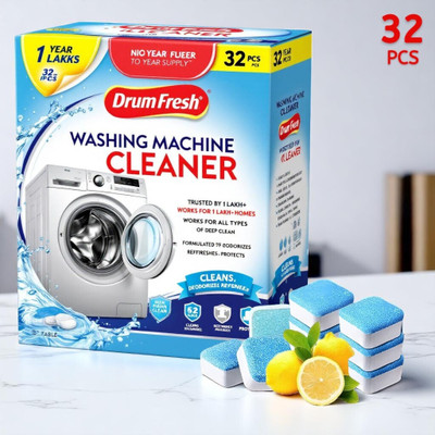 DrumFresh 32 Pcs Washing Machine Cleaner Tablets for Front & Top Load Deep Clean Dishwashing Detergent(32 Tablet)
