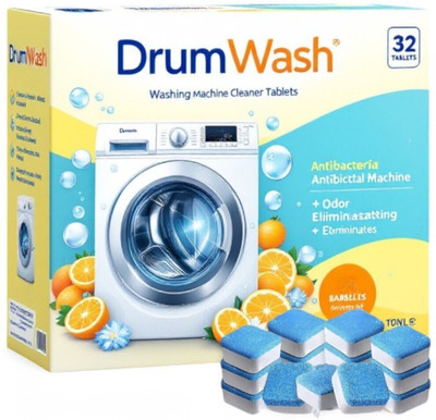 DrumWashi 32 Multipurpose Washing Machine Drum Cleaner for Top and Front Load Dishwashing Detergent(32 Tablet)