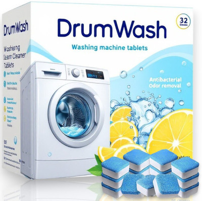 DrumFresh 32 Pcs Washing Machine Maintenance Tablets | Keeps Drum Fresh & Clean Dishwashing Detergent(32 Tablet)