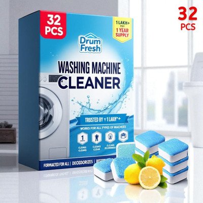 DrumFresh 32 Pcs Ultimate Washing Machine Cleaning Tablets | No Harmful Chemical Dishwashing Detergent(32 Tablet)