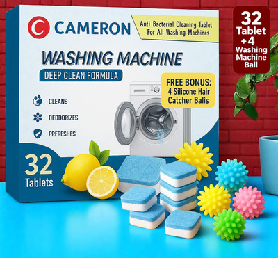 Cameron Drum Cleaner Tablets with 4 Color Washing Machine Balls Dishwashing Detergent(32 Tablet)
