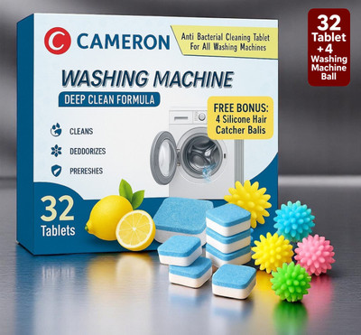 Cameron Drum Care Tablets with 4 PowerWash Machine Balls Dishwashing Detergent(32 Tablet)