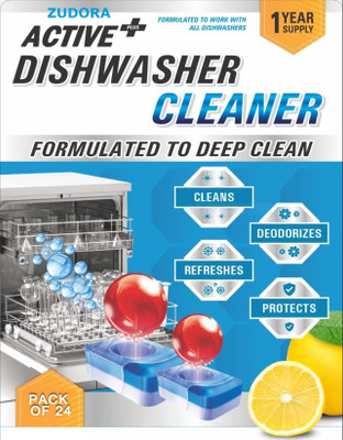 ZUDORA Dishwashing Cleaner Tablets with Deodorizer | Deep Cleaning | Pack of 24 Dishwashing Detergent(24 Tablet)