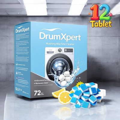 DrumXpert 12 Pcs Maximum Power Washing Machine Cleaner Tabs Dishwashing Detergent(12 Tablet)