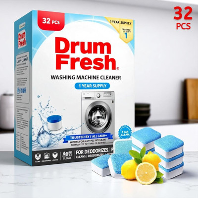 DrumFresh 32Pcs High Quality Washing Machine Deep Clean Boost Detergent Powder (Lemon)(32 g)
