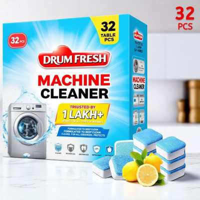 DrumFresh Drum Cleaner Tablets 32 Pcs for Front Load Limescale & Odor Removal Dishwashing Detergent(32 Tablet)