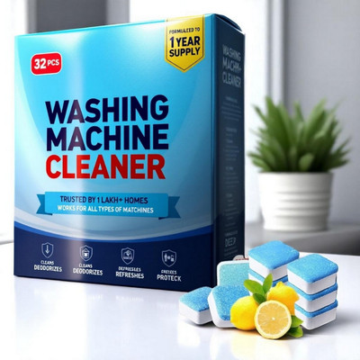 DrumShine 32 PS Washing Machine Drum wash Cleaning Tablets | Magic Clean JV Dishwashing Detergent(32 Tablet)