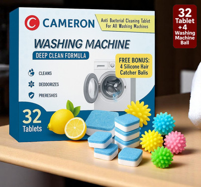 Cameron Drum Cleaning Tabs with 4 Powerful Washing Balls Dishwashing Detergent(32 Tablet)