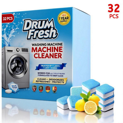 DrumShine 32 PS Washing Machine Drum wash Cleaning Tablets | Magic Clean EJ Dishwashing Detergent(32 Tablet)