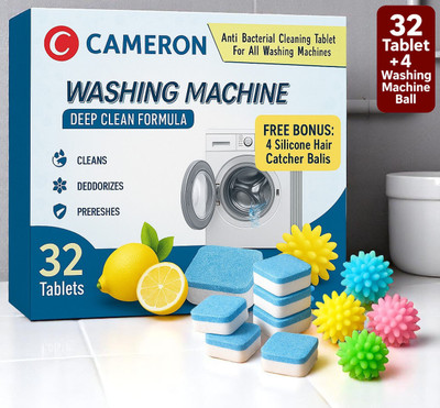 Cameron Drum Cleaning Tablets Plus 4 Machine Washing Balls Dishwashing Detergent(32 Tablet)