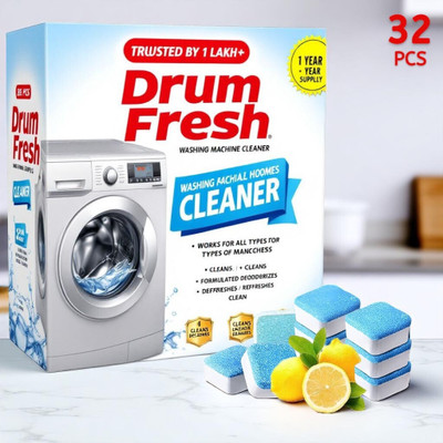 DrumFresh Washing Machine Cleaner Tabs 32 Pcs Deep Clean All Load Types Dishwashing Detergent(32 Tablet)